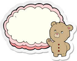 Aufkleber eines Cartoon-Teddybären mit Textraumwolke png