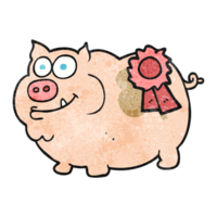 hand textured cartoon prize winning pig png