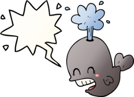 tecknad serie sprutande val med Tal bubbla i slät lutning stil png