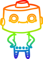 rainbow gradient line drawing of a cartoon robot png