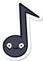 pegatina de una linda nota musical de dibujos animados png