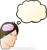 cartoon head with brain symbol with thought bubble png