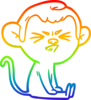 rainbow gradient line drawing of a cartoon angry monkey png