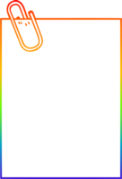 rainbow gradient line drawing of a cartoon paper with paperclip png