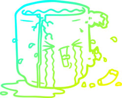 cold gradient line drawing of a cartoon broken mug png