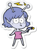 sticker of a cartoon alien girl png