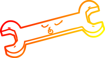 warm gradient line drawing of a cartoon spanner png