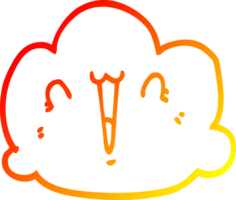 warm gradient line drawing of a happy cloud cartoon png