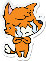 autocollant d'un dessin animé de renard qui pleure png