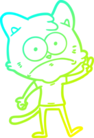 cold gradient line drawing of a cartoon nervous cat png
