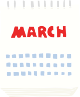 piatto colore illustrazione di marzo calendario png