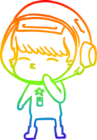 arcobaleno pendenza linea disegno di un' cartone animato curioso astronauta png
