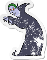 retro distressed sticker of a cartoon spooky vampire png