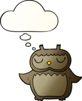 cartoon owl with thought bubble in smooth gradient style png