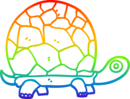 rainbow gradient line drawing of a cartoon tortoise png