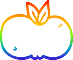 rainbow gradient line drawing of a cartoon apple png