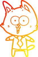 warm gradient line drawing of a funny cartoon cat wearing shirt and tie png