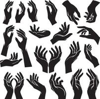 hands icons black and white, eps 10 vector