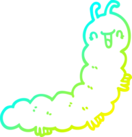 cold gradient line drawing of a cartoon caterpillar png