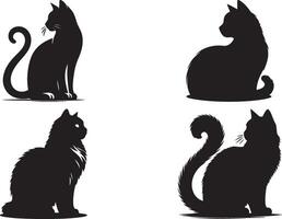 Cat silhouettes set Isolated On White Background vector