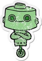 distressed sticker of a cartoon robot png