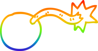 rainbow gradient line drawing of a round cartoon bomb png