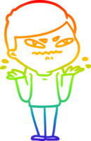 regenboog helling lijn tekening van een tekenfilm geërgerd Mens png