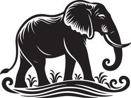 silhouette of a elephant, elephant illustration vector