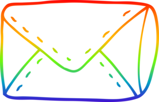 rainbow gradient line drawing of a cartoon envelope png