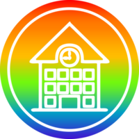 Schule Haus kreisförmig Symbol mit Regenbogen Gradient Fertig png