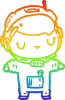 rainbow gradient line drawing of a cute astronaut png