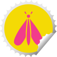 circular peeling sticker cartoon of a moth bug png