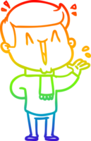 arco iris degradado línea dibujo de un dibujos animados emocionado hombre png