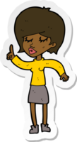 sticker of a cartoon woman with idea png