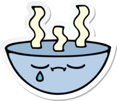 sticker of a cute cartoon bowl of hot soup png