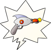 cartoon ray gun with speech bubble in smooth gradient style png