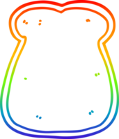 rainbow gradient line drawing of a cartoon slice of bread png