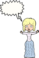 cartoon worried victorian woman with speech bubble png