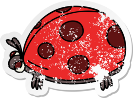 distressed sticker of a quirky hand drawn cartoon ladybird png