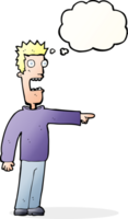 cartoon terrified man with thought bubble png