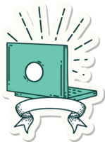 sticker of a tattoo style laptop computer png