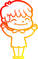 warm gradient line drawing of a cartoon happy boy png