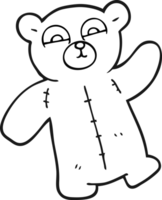 hand drawn black and white cartoon teddy bear png