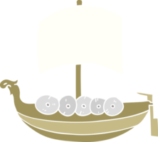 vlak kleur stijl tekenfilm viking boot png