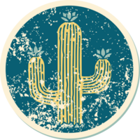 iconic distressed sticker tattoo style image of a cactus png