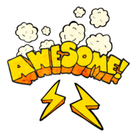 hand drawn texture cartoon word awesome png