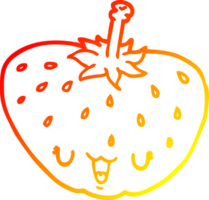 warm gradient line drawing of a cartoon strawberry png