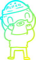 cold gradient line drawing of a cartoon bearded man png