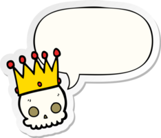 cartoon skull with crown with speech bubble sticker png