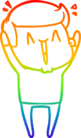 arco iris degradado línea dibujo de un dibujos animados contento hombre png